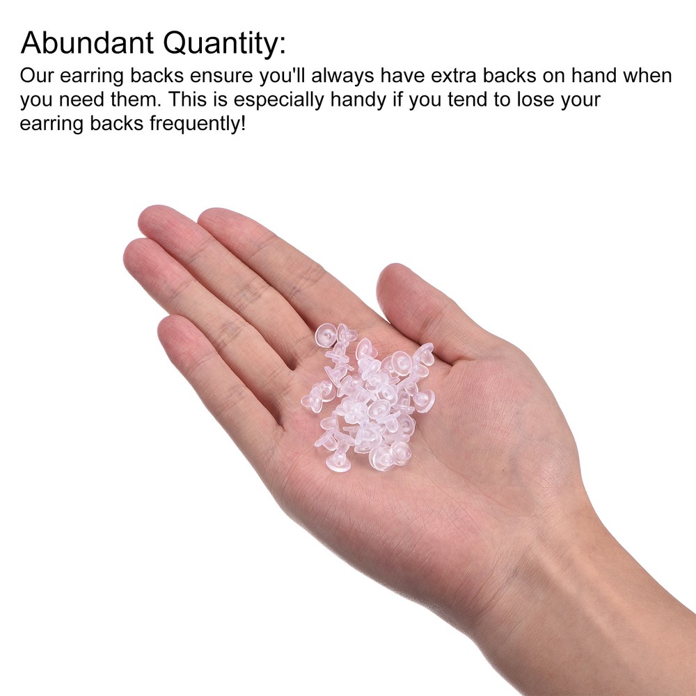 Earring Backs, 50pcs - Silicone Soft Earring Backs for Studs (Clear,8mm)