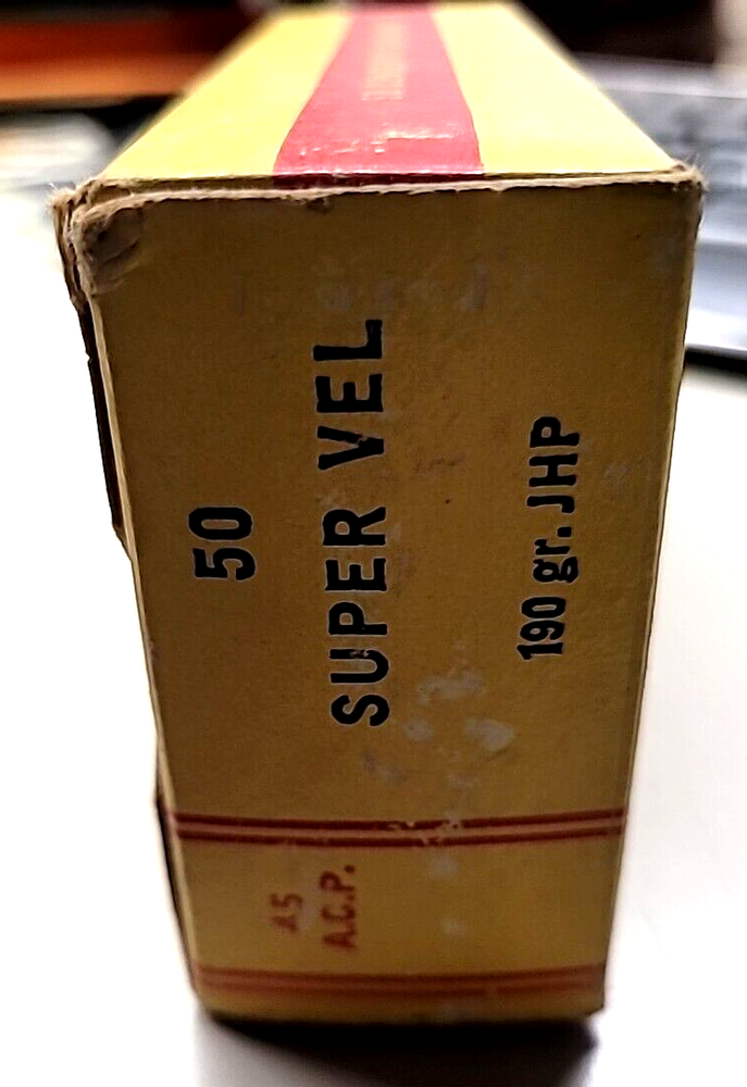 Vintage Super Vel 45 ACP ammo box empty