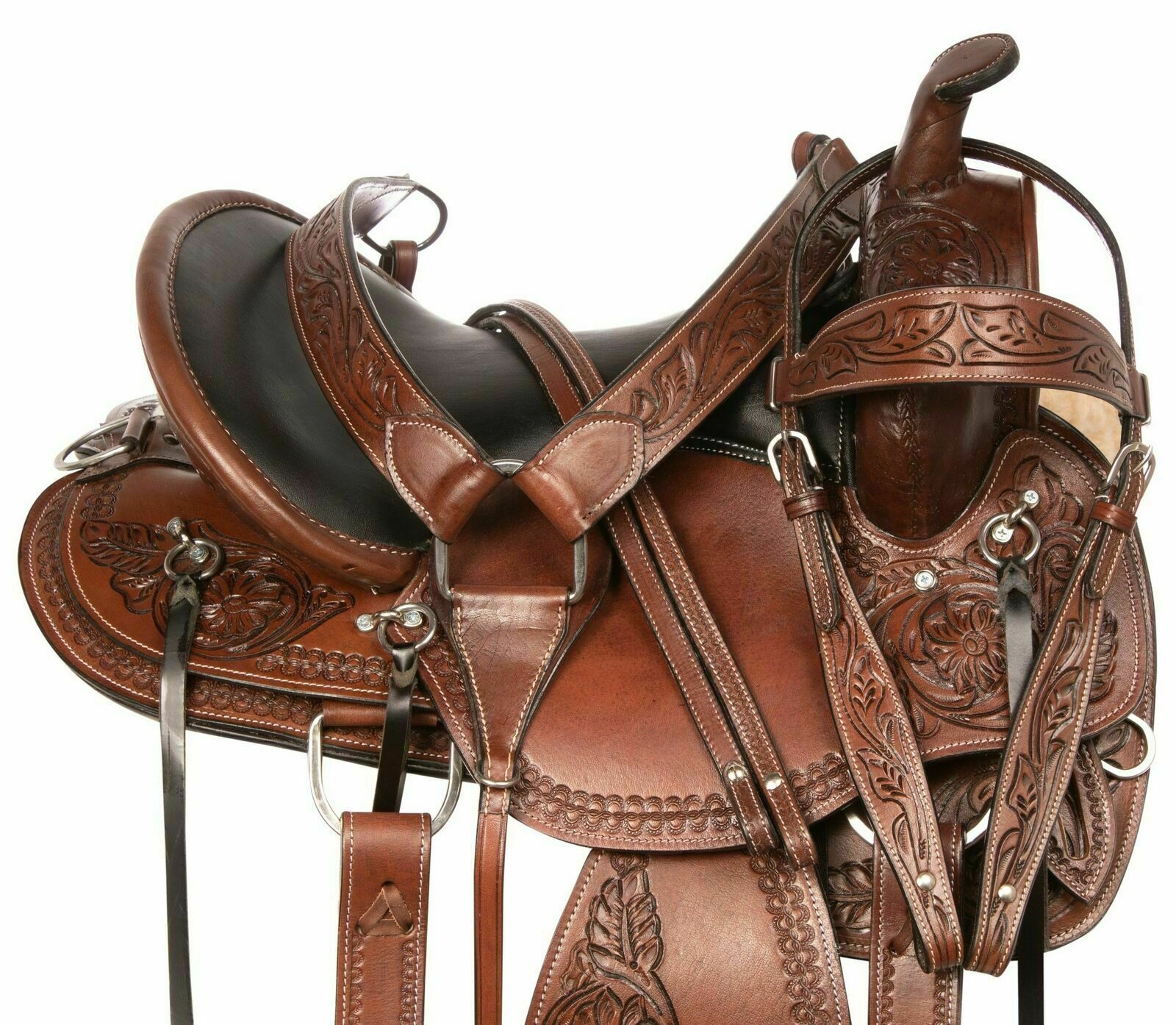 New Horse Saddle Western Trail Gaited Endurance Leather Tack .