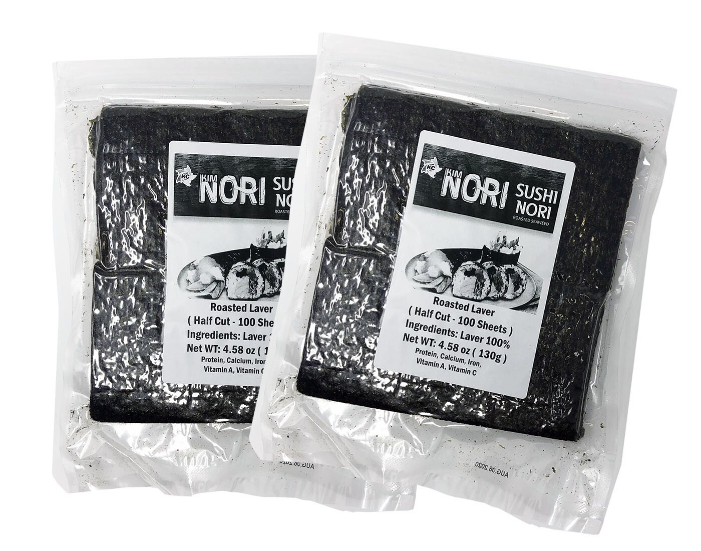 2 Pack X 100 Half Cut Sheet Yaki Sushi Nori Roasted Seaweed Roll Wrap 130g