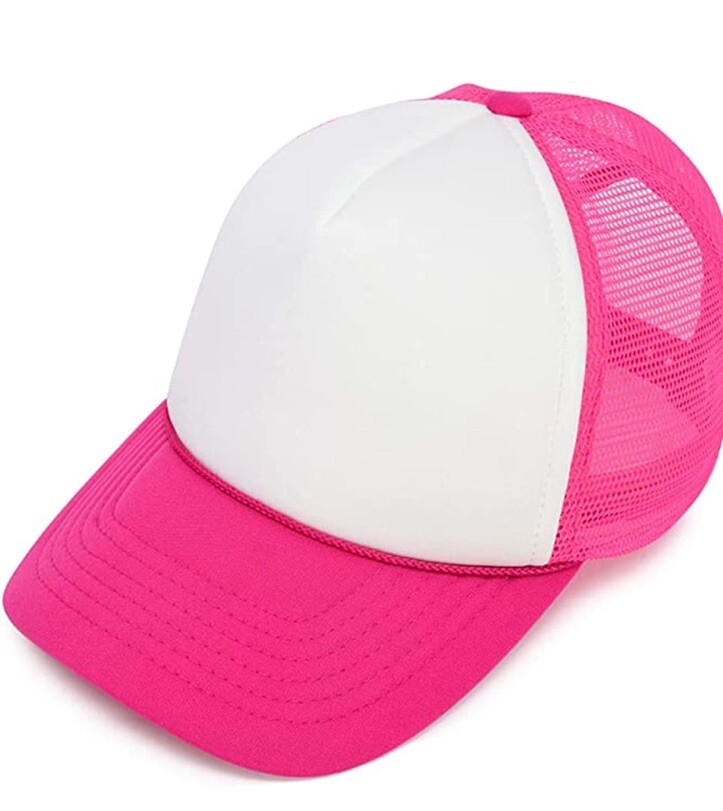 MR.R Sublimation Blanks Polyester Mesh Cap Hat Two Rose Red OPEN BOX