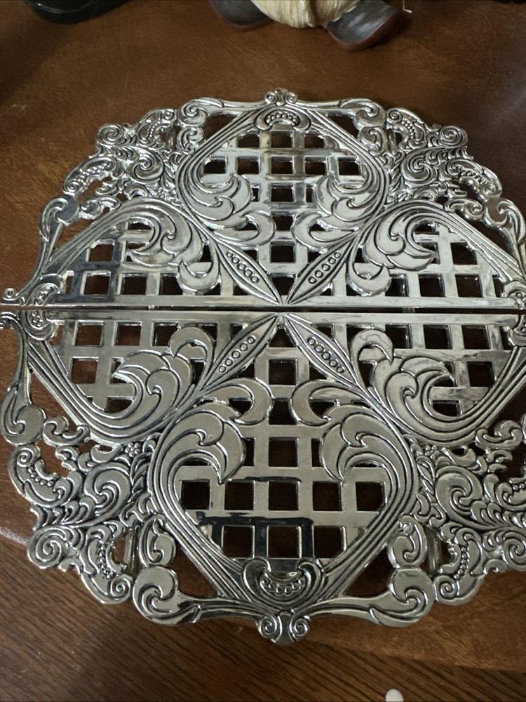 VTG Silverplate Godinger Expandable Hot Plate Trivet 6”W/8”W x 3/4 NIB