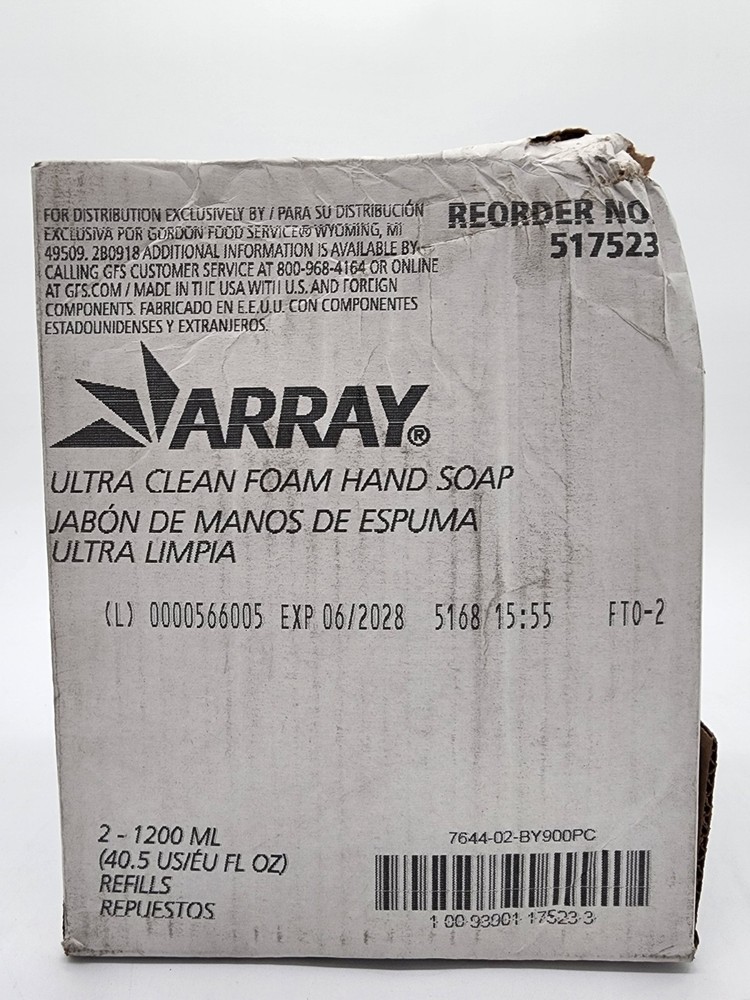 Array Ultra Clean Foam Hand Soap Refill 1200mL Clean Release Exp 06/2028