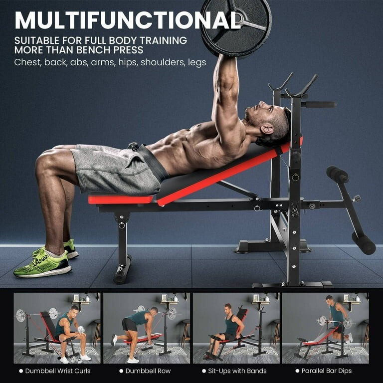 Folding Weight Bench Max Load 600lbs Adjustable Bench Press Full Body Workout US
