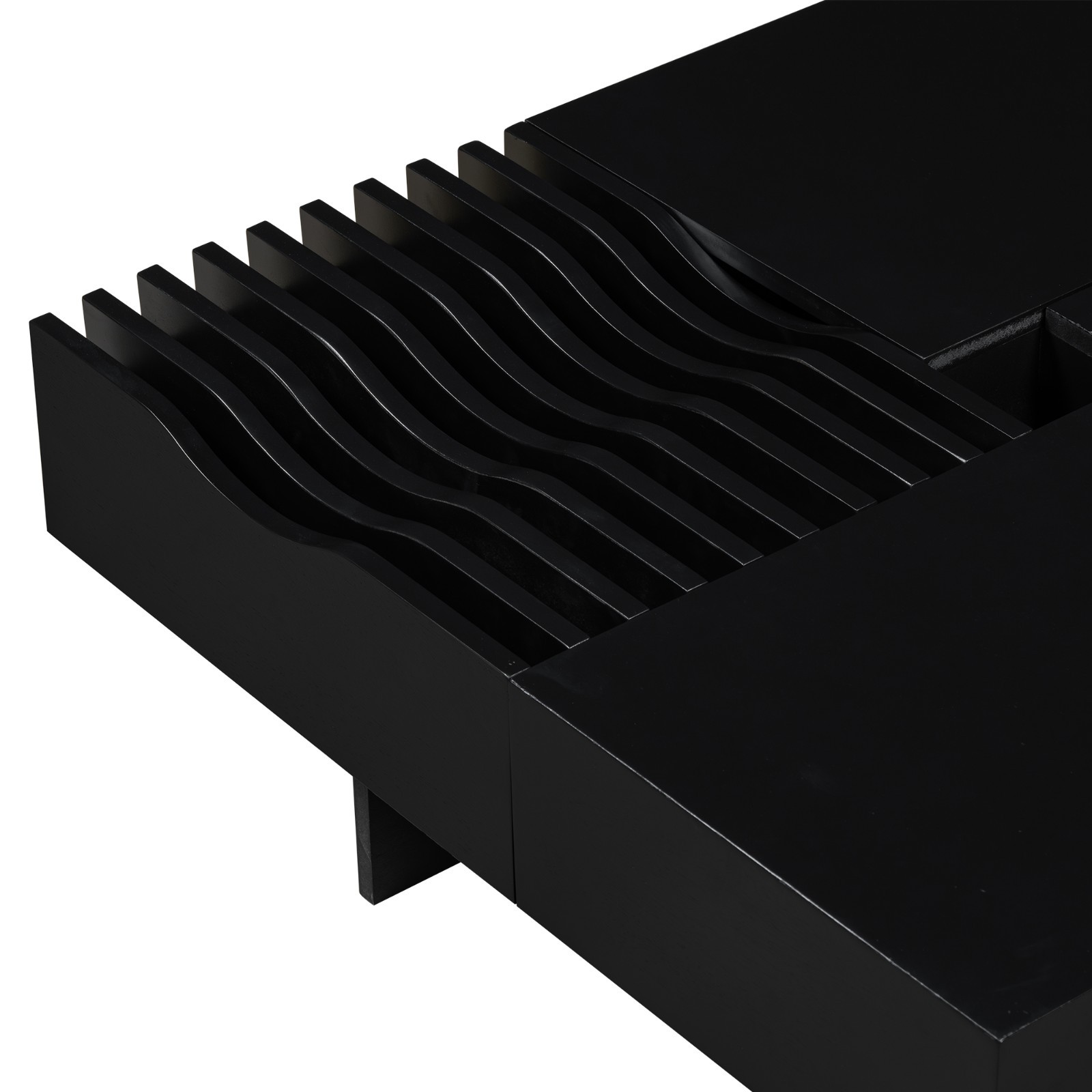 Mid-Century Modern Coffee Table Wooden Square Center Table With Storage Drawers