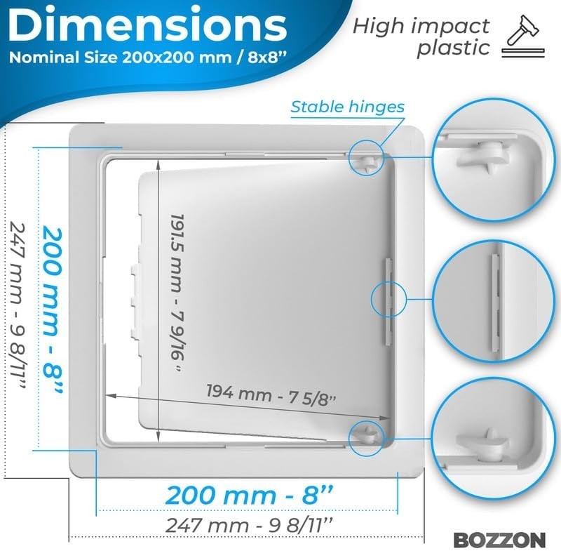 8x8 Inch Durable White Drywall Access Panel - Convenient Wall Cover Solution