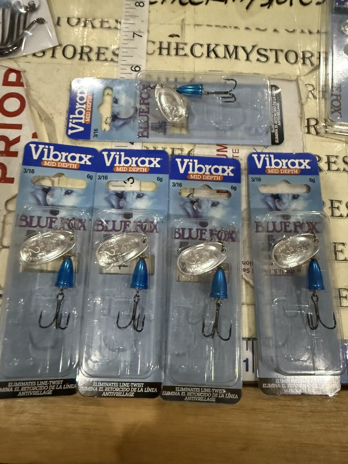 5X New Blue Fox Super Vibrax Classic Spinner - 3/16 oz. - Silver Blue, Mid Depth