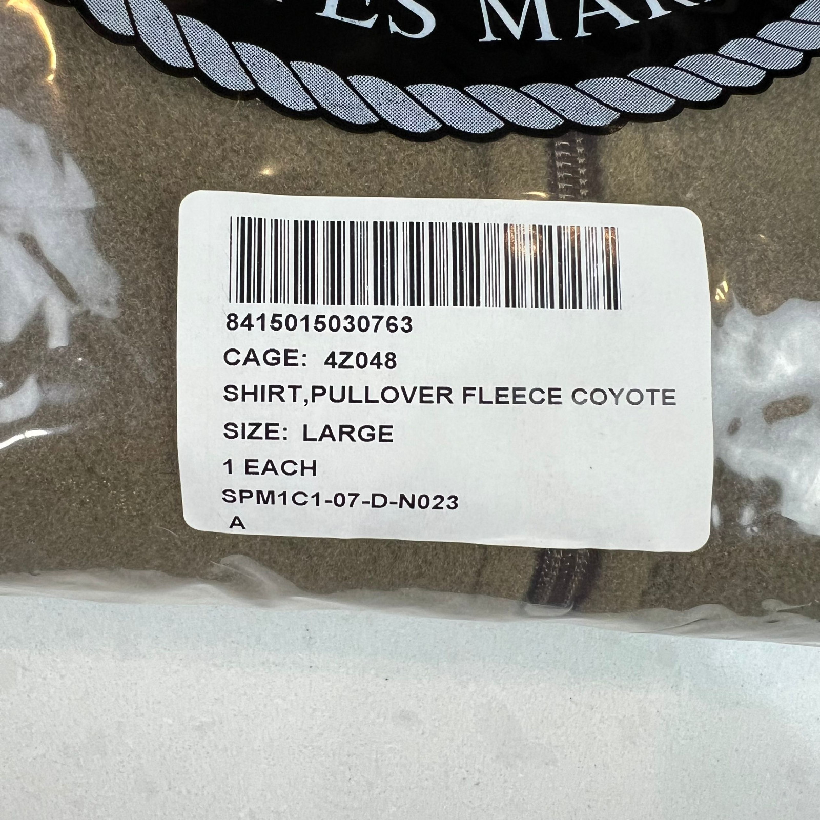 NEW USMC coyote brown pullover Polartec 100 fleece jacket size Large