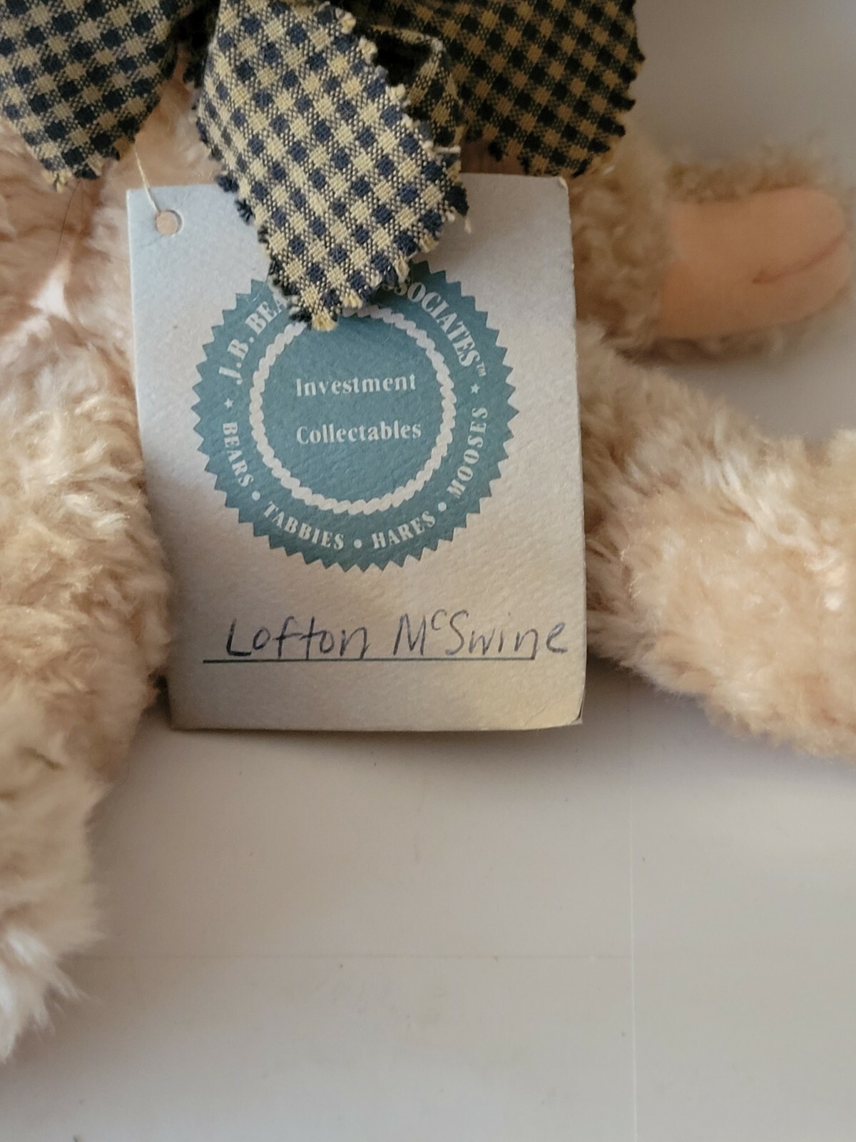 Boyd's bears Lofton Q. McSwine Pig Jointed Bean Plush Stuffed Animal with Bow