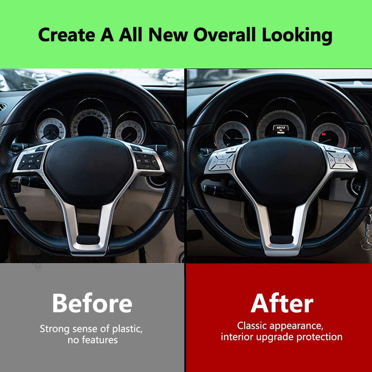 12X Steering Wheel Button Silver Trim For Mercedes Benz E C G Class W204 2012-16