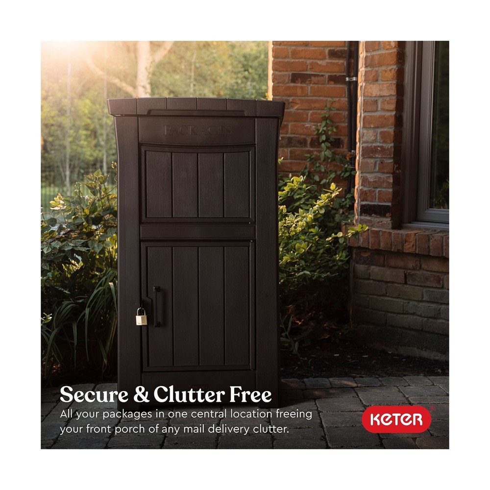 Keter Delivery Box for Porch with Lockable Secure Storage Compartment to Keep...