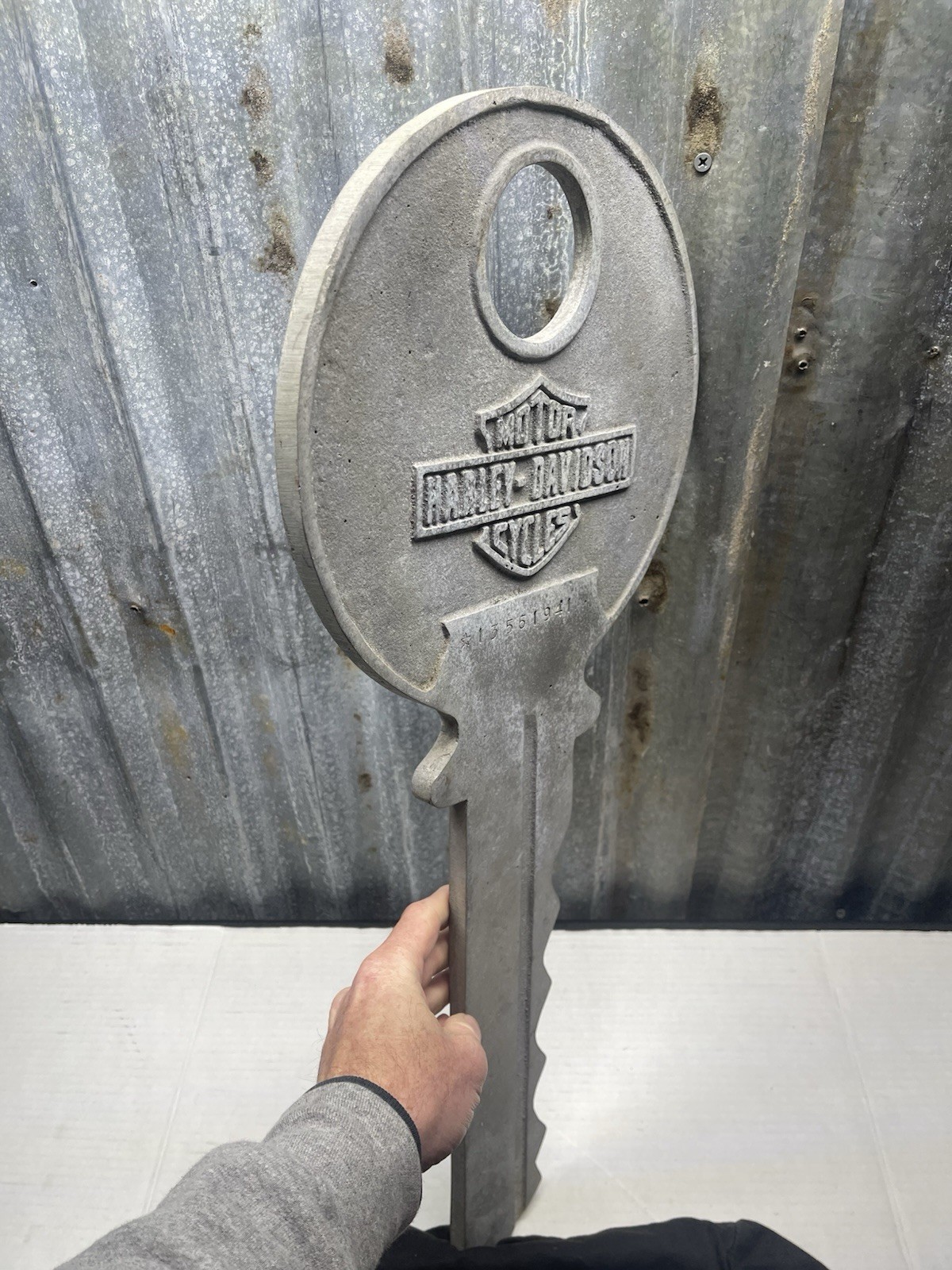 Vintage Cast Aluminum Harley Davidson/ KEIL Key Maker Die Cut Trade Sign 26”