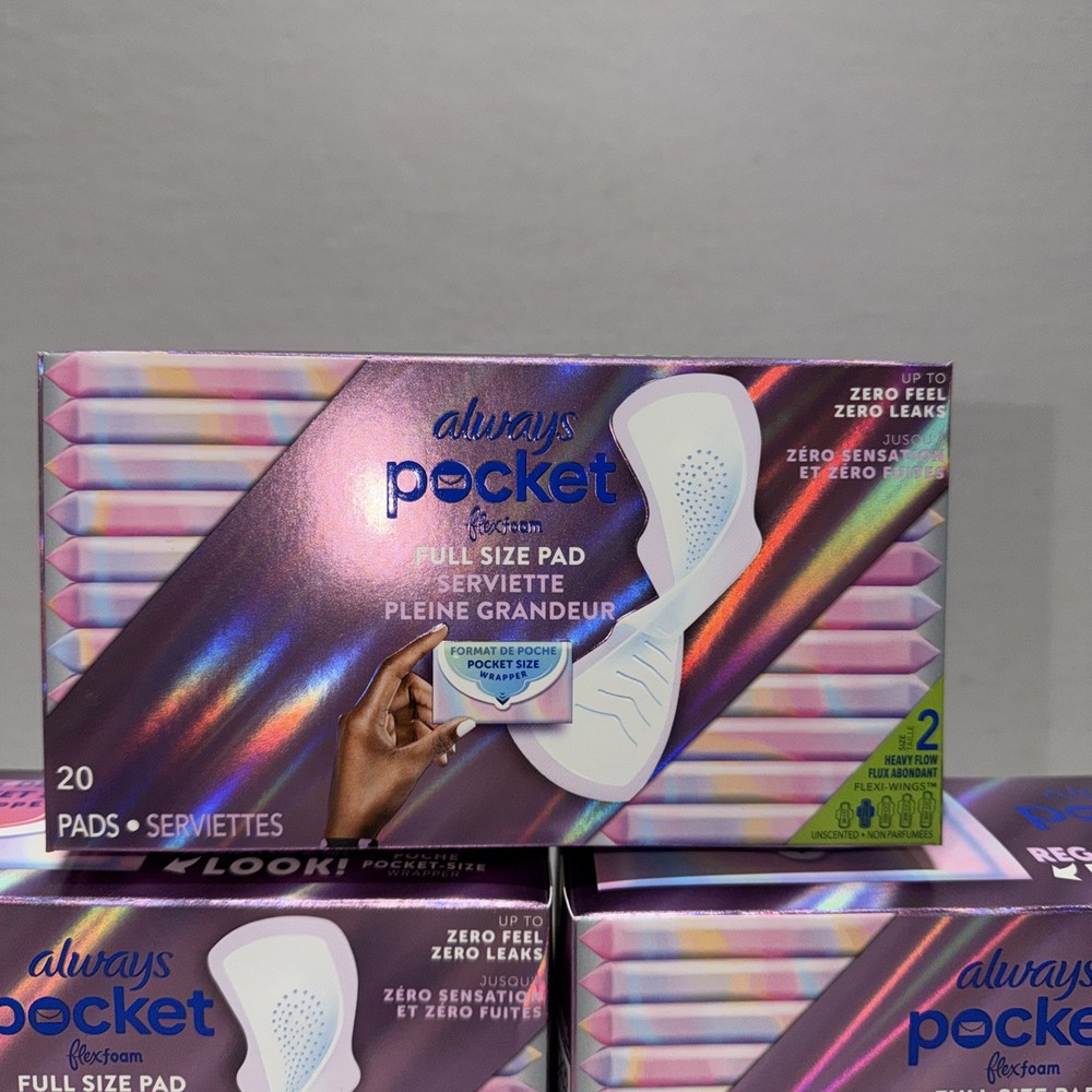 Always Pocket Flex Foam Pads Size 2 Full Size 3 Boxes 20 Count Each