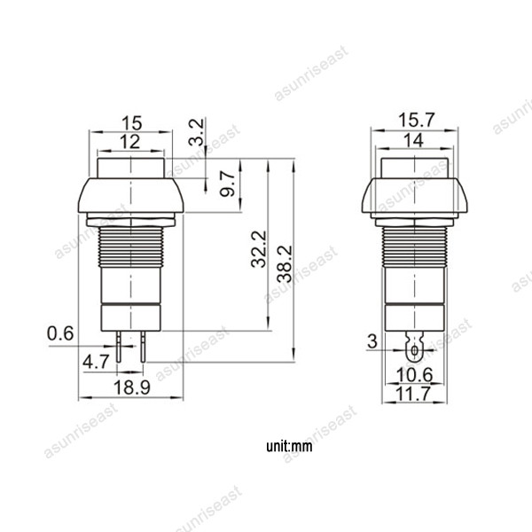 5 x Red Round 12mm Push Button Switch Momentary NO Normal Open OFF-ON 2 Pin