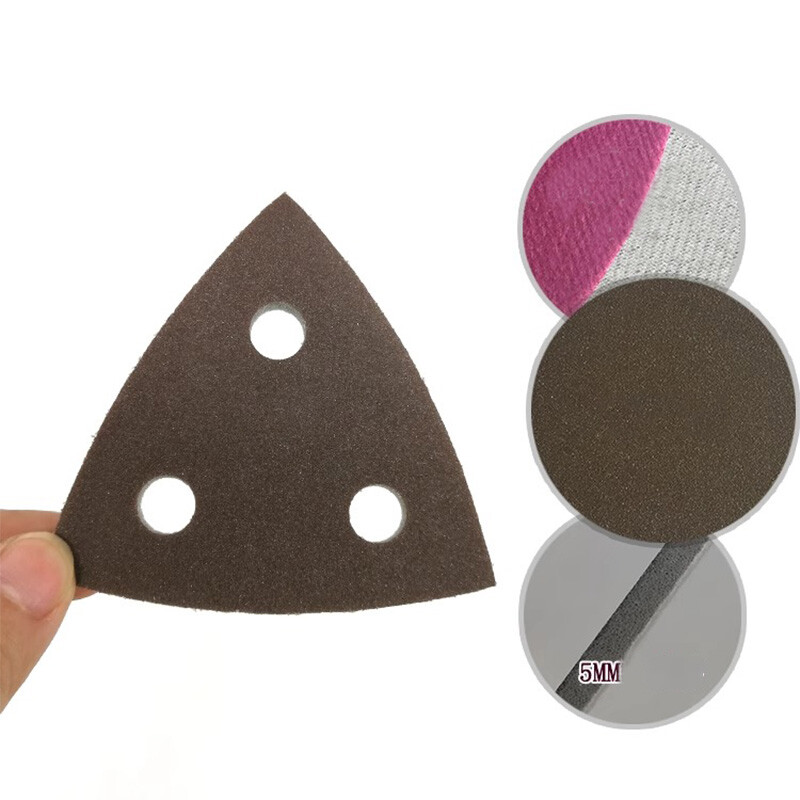 80mm 6 Hole Triangular Sponge Polishing Sanding Sheet Multi-tool 300-2000 Grit