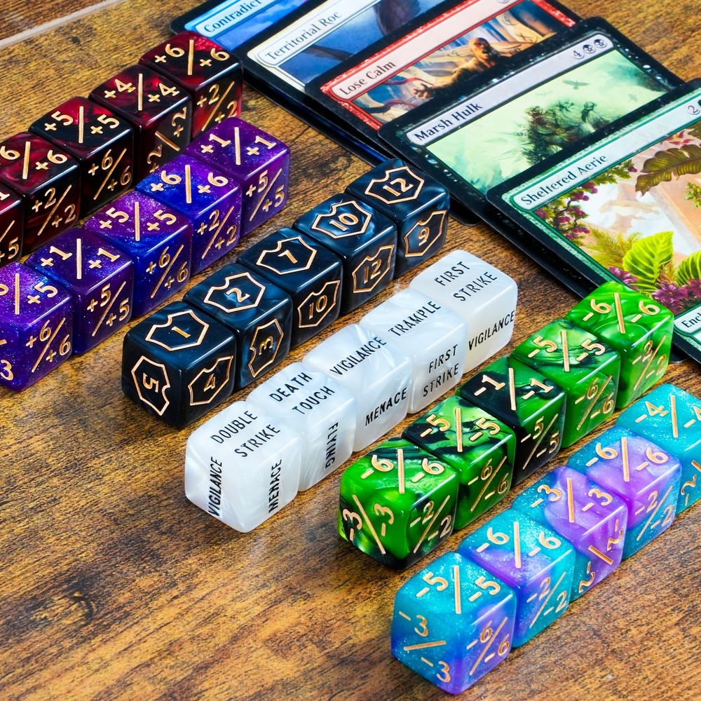 60 PCS MTG Dice Counters Keyword Counters Life Counter 1/+1 counters Commande...