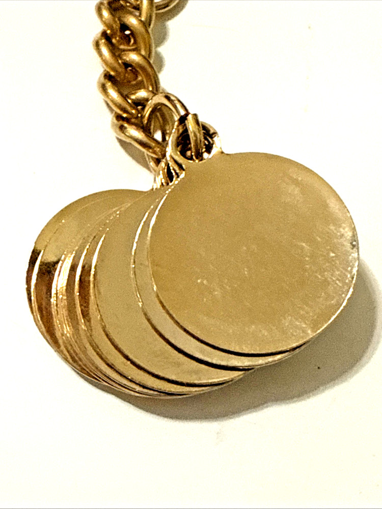 Vintage Ten Commandments Keychain Gold Tone Multi Disk Biblical Religious NOS