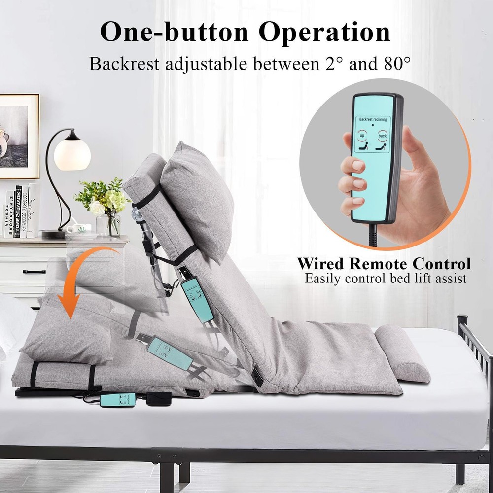 Electric Lifting Bed Backrest 2-80° Adjustable Back Rest Support remote control