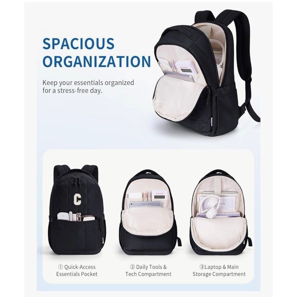 Initial "C" Quilted Puffer 14" Backpack Personalized Travel Backpack Daypack