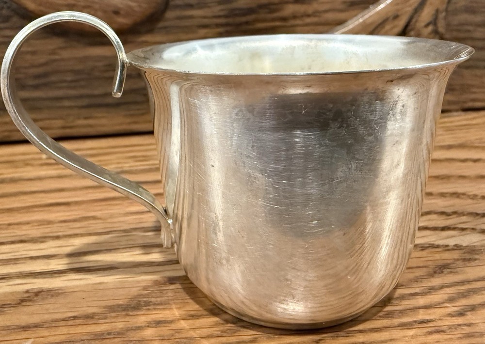 Vintage Carlton Silverplate Flying Stork Baby Child Toddler Handle Mug Cup VG