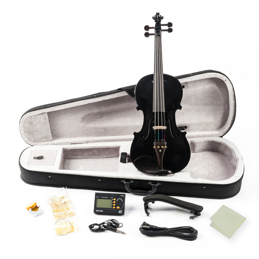 4/4 Full Size Solid Wood EQ Violin with Case Bow Strings Shoulder Rest Tuner