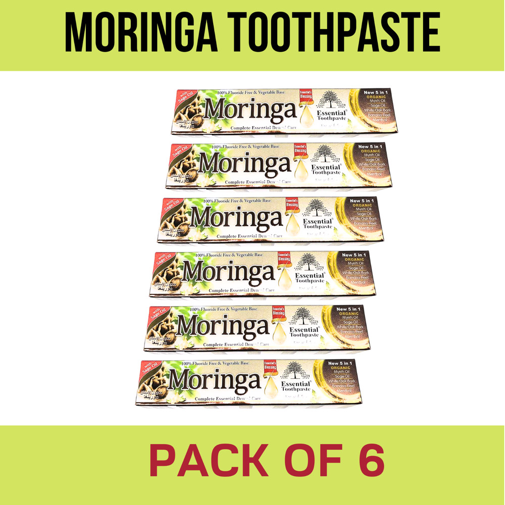 6 PACK- MORINGA Toothpaste, Natural & Organic, Fluoride Free & Vegetable Base