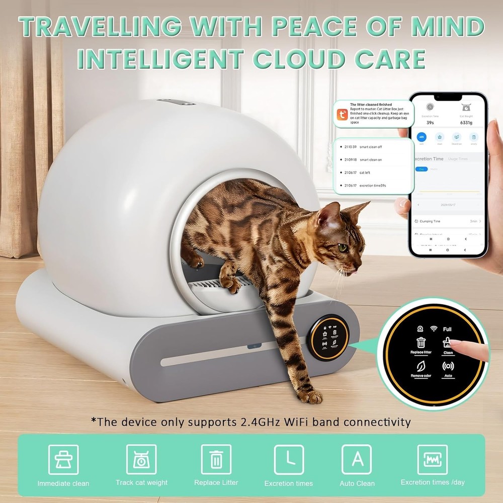 Self Cleaning Kitty Litter Box, App Control Extra Large Automatic Cat Litter Box