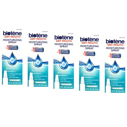 5 Pack Biotene Moisturizing Mouth Spray 1.5 Oz Each