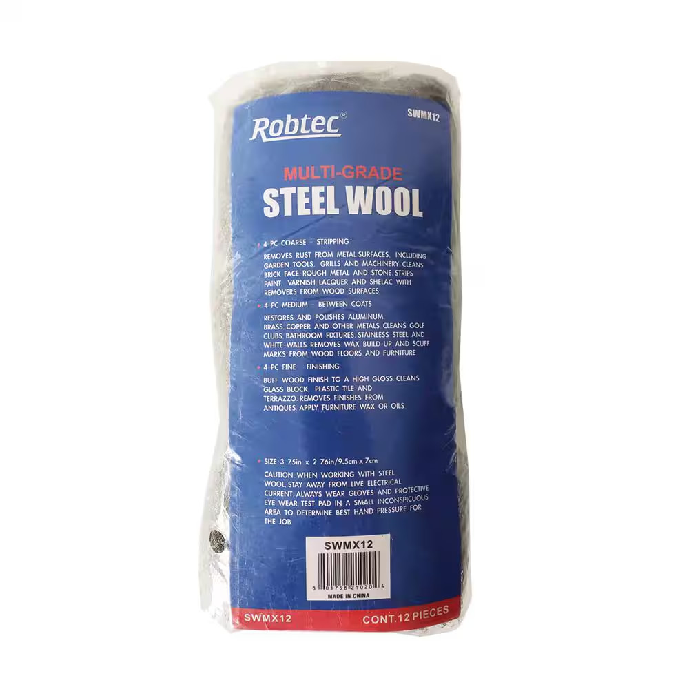 Assorted Grade Fine Medium Coarse Steel Wool Pads (12-Pack)