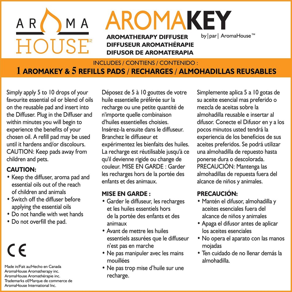 Aromatherapy Diffuser Bundle with Scentball, Aromakey USB & Refill Pads (10) ...