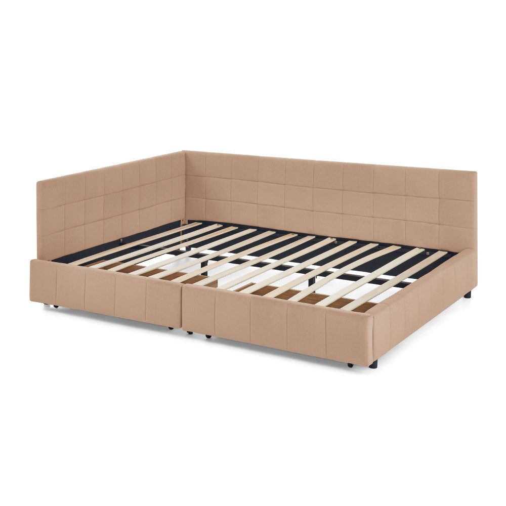 Queen Size Storage Upholstered Tufted Bed Frame, Sofa Bed Frame with Comfortable