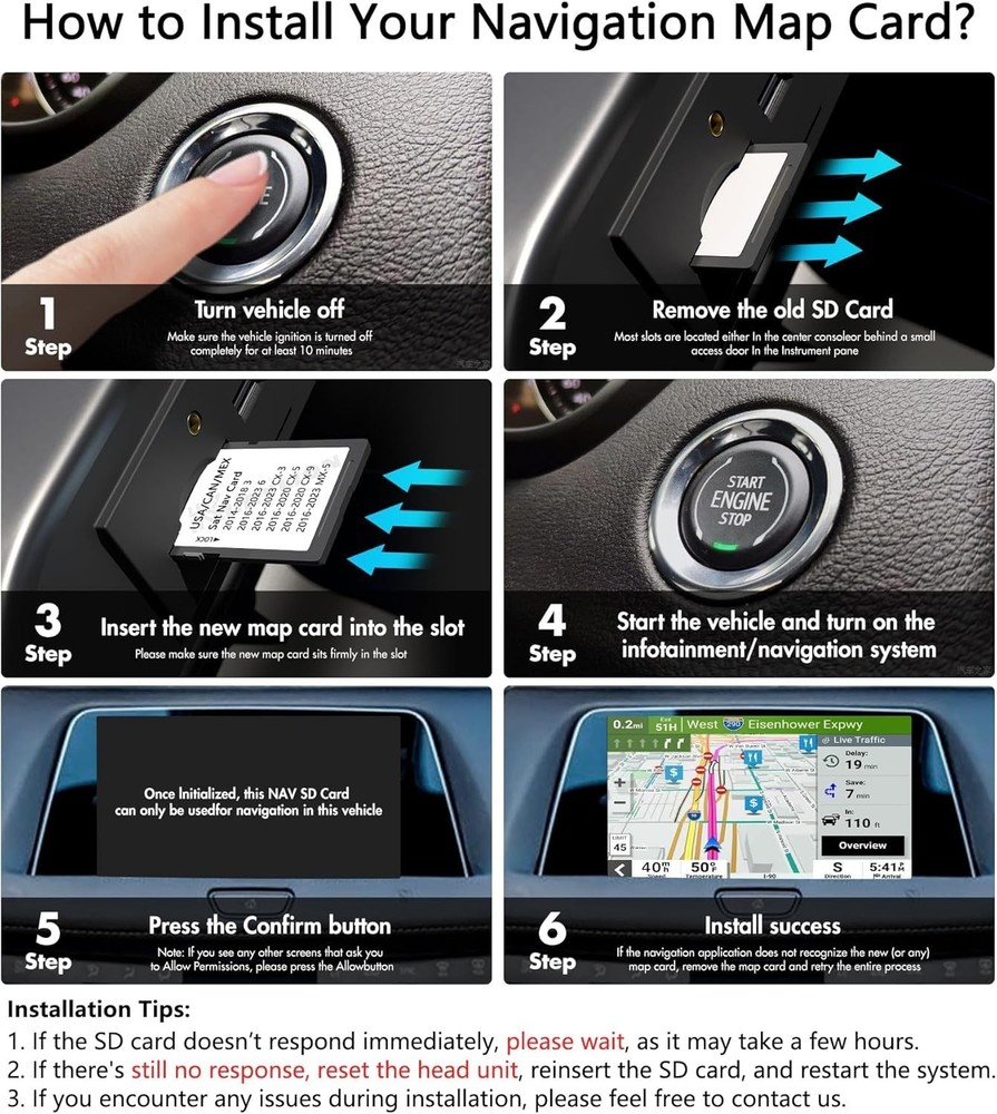Upgraded Navigation SD Card - , Offline GPS Map & HUD Support, Compatible wit...