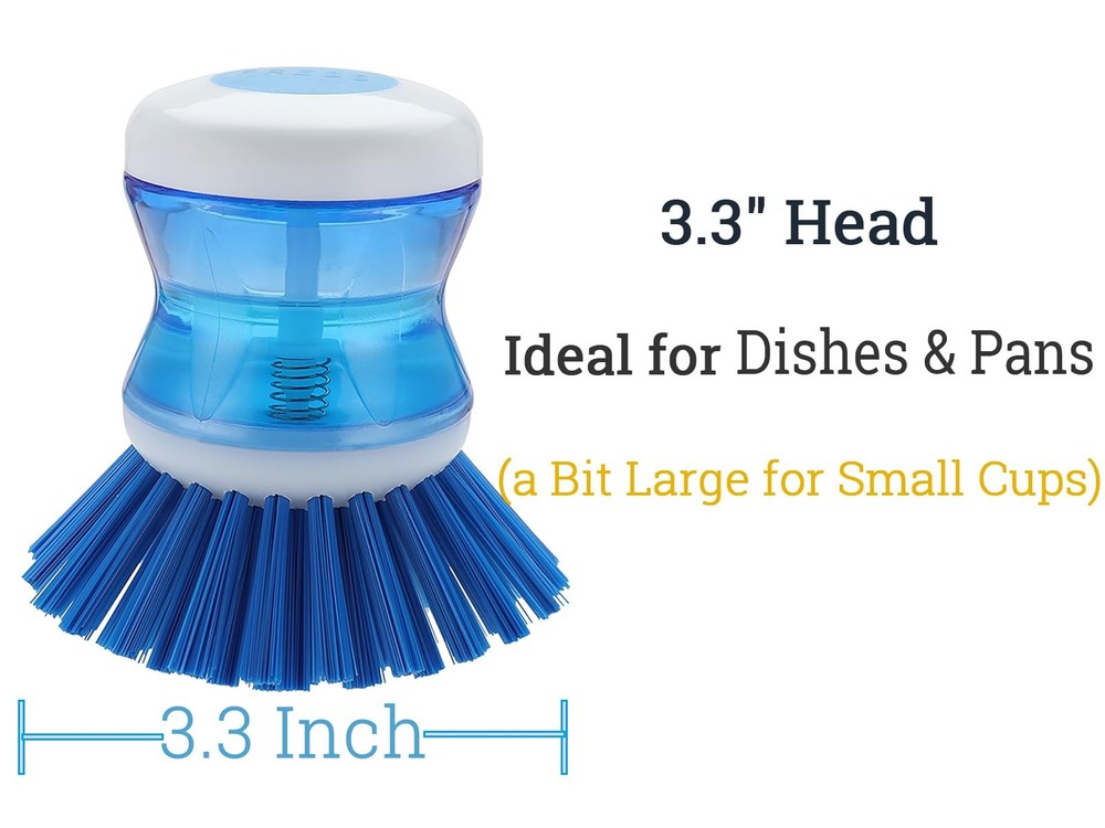 Dish Brush with Soap Dispenser 2 Pack Kitchen Scrubber Blue