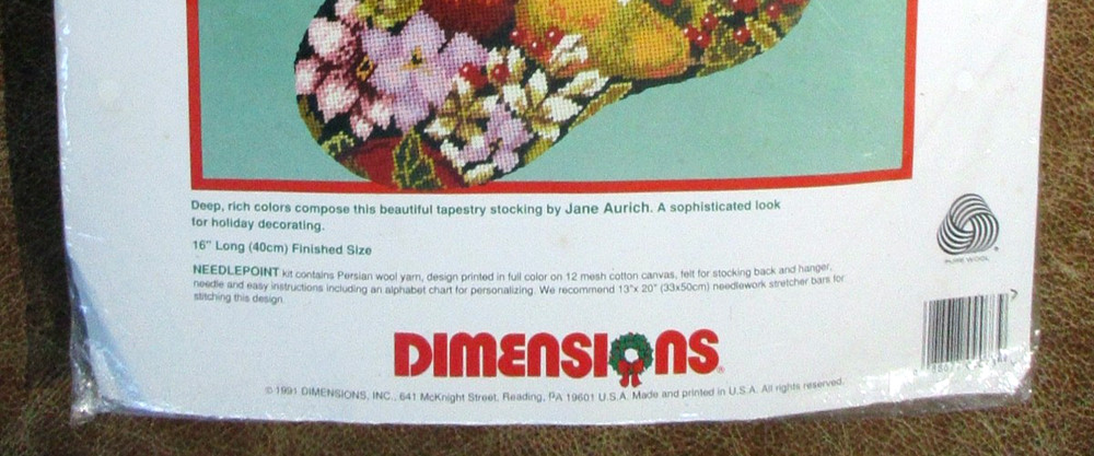 Dimensions Fruit Tapestry Needlepoint Stocking Kit 9073~Open~COMPLETE!~New Cond.