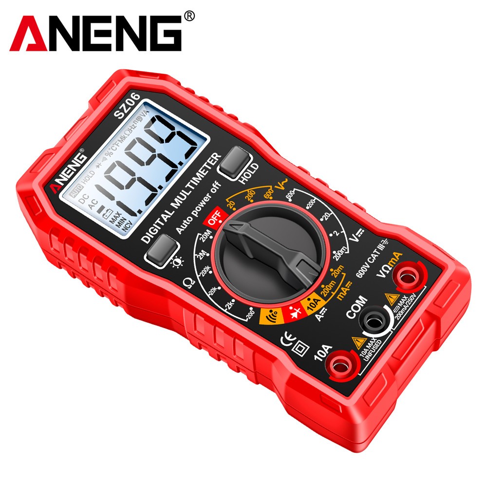 Digital Multimeter Voltmeter AC DC Volt Meter Ohmmeter Auto Range Tester Red
