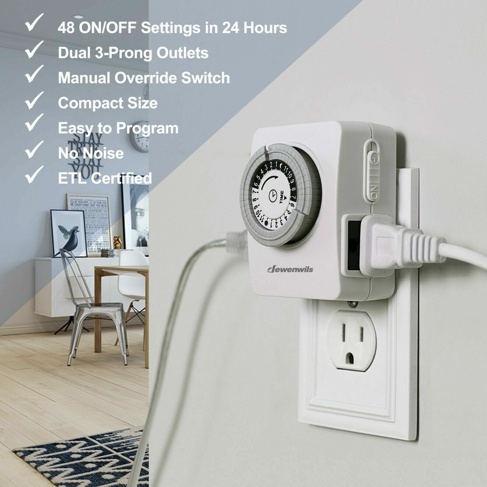 DEWENWILS 2 pack Indoor Outlet Timer Plug in Electrical Timer for Aquarium