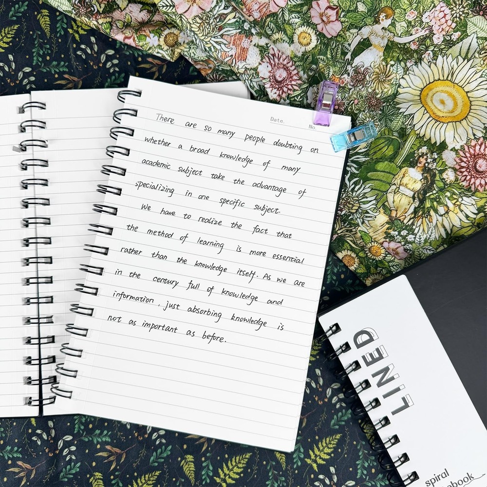 Lined Notebook Spiral Notebook 8.5" x 5.7"-4 Pack A5 Lined Notebook 7mm Colle...