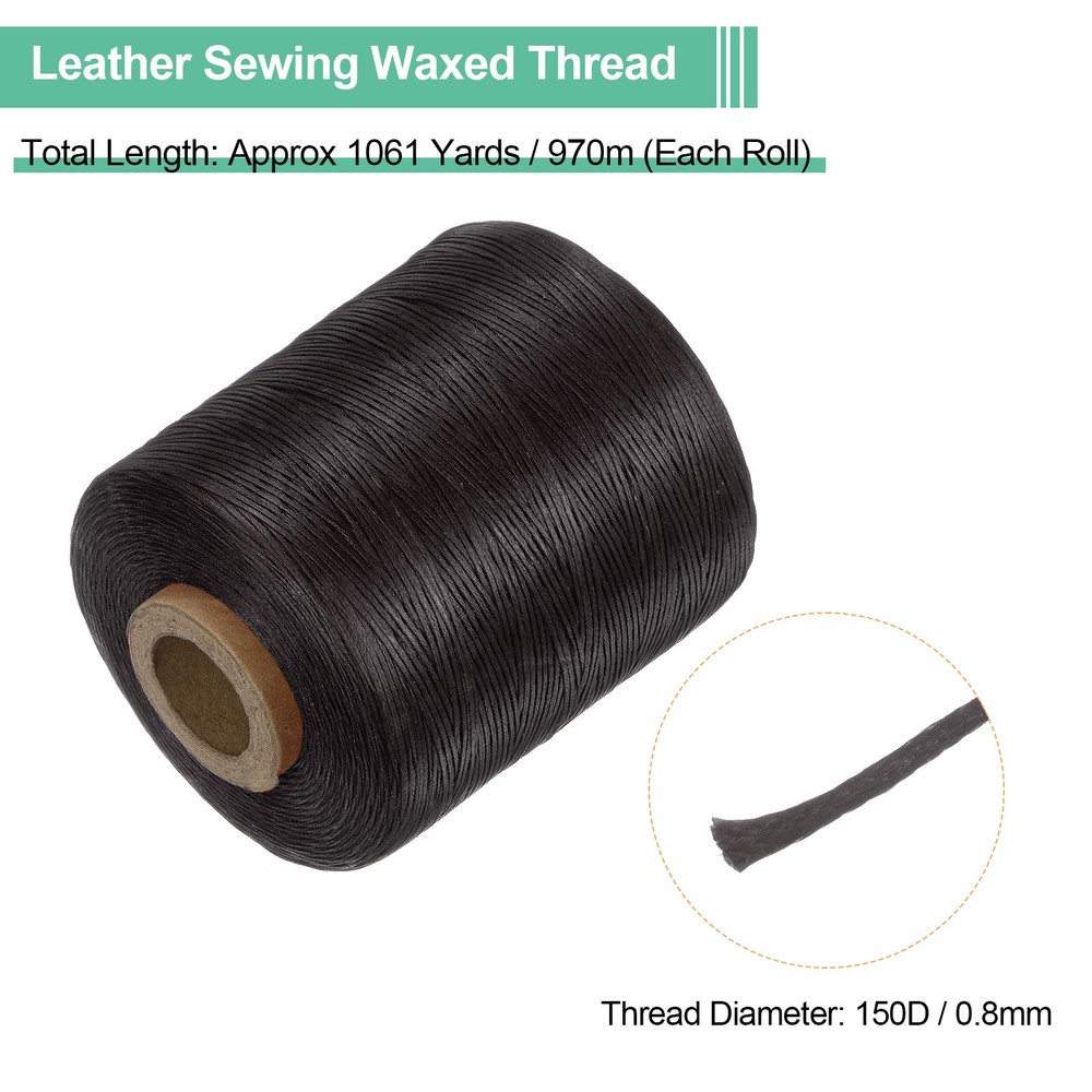 150D Waxed Thread 1061 Yards Polyester Leather Sewing Waxed String Dark Brown