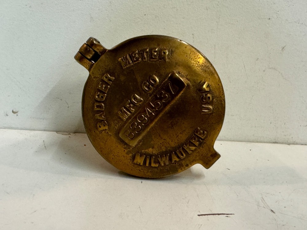 Vintage Solid Brass Badger Water Meter Cover Housing