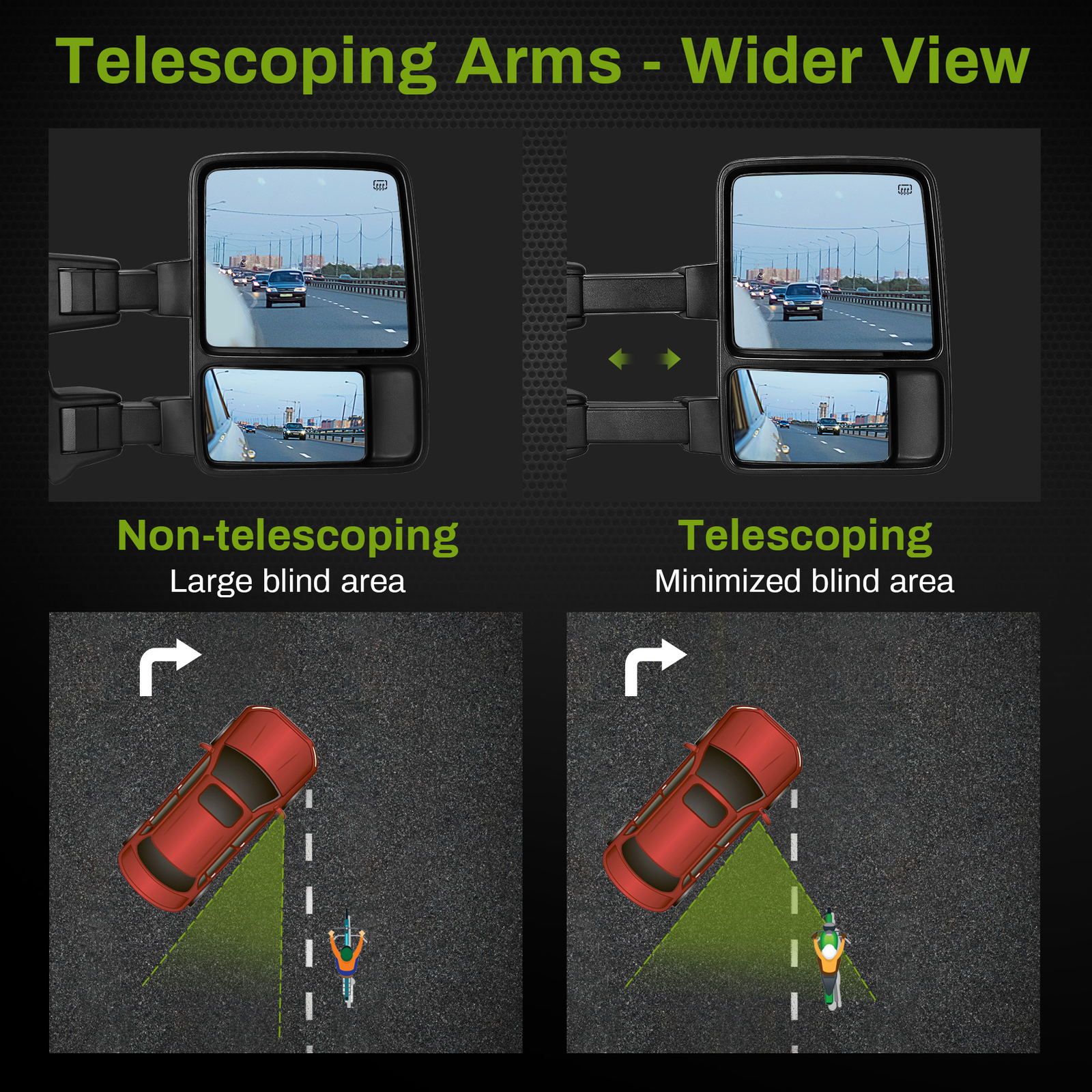 Passenger Side Mirror for 2008-2016 Ford F250 F350 F450 Super Duty Power Heated