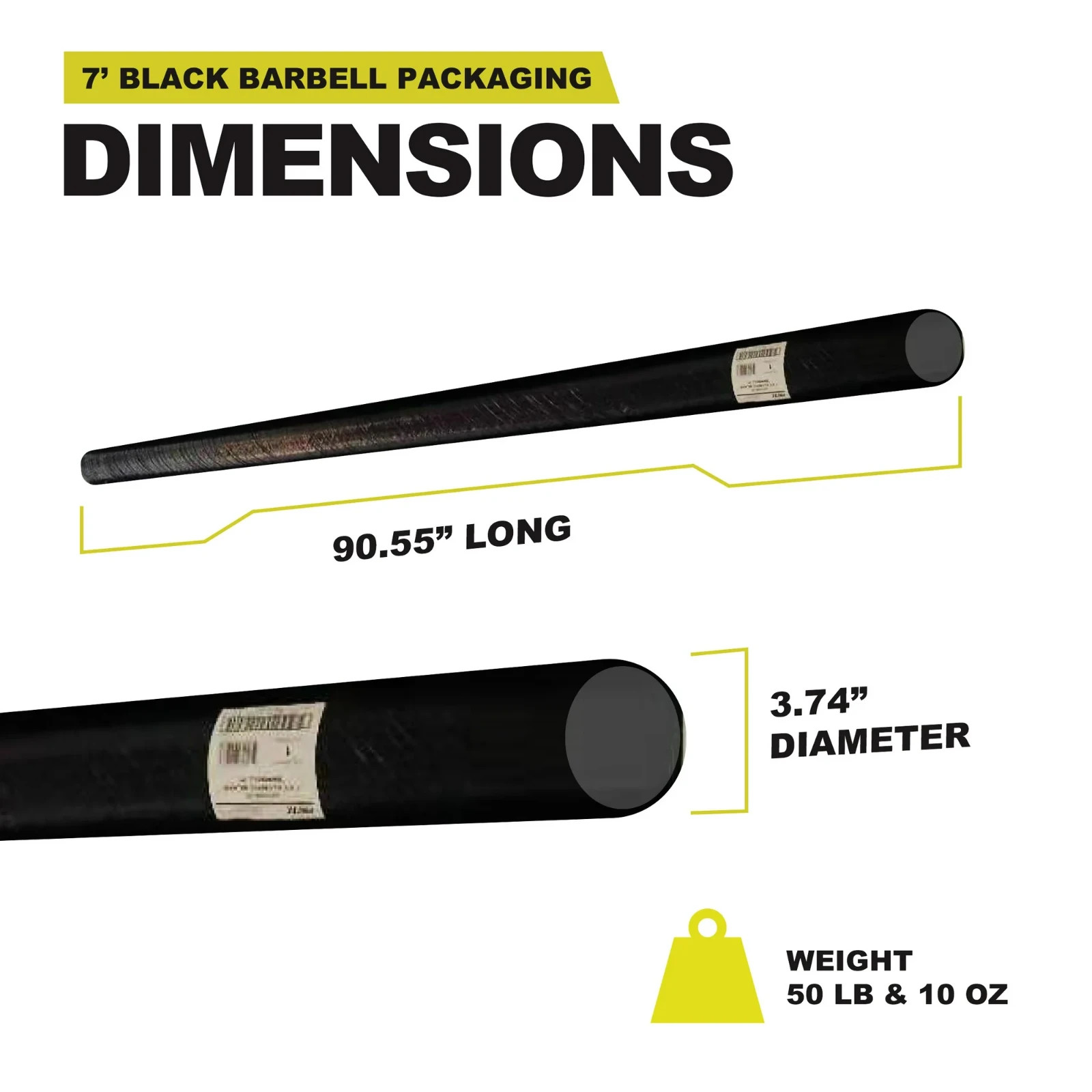 PRCTZ, 2-Inch Olympic Barbell Weightlifting Bar, 7ft, 700-Pound Capacity