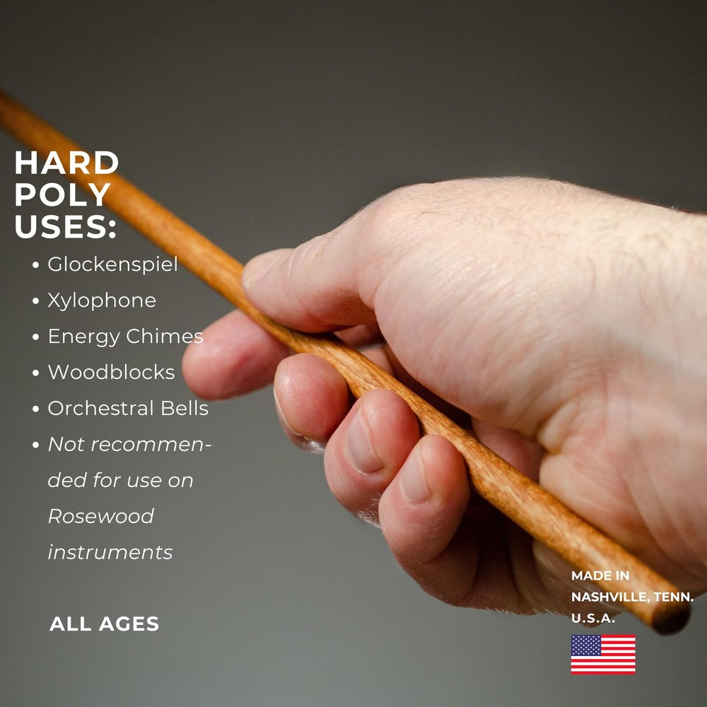 Timber Drum Co. Bell/Xylophone Mallets — MADE IN Single Pair, Hard Poly