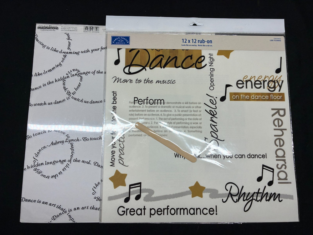ASSORTED "DANCE" RUB-ONS AND TRANSPARENCY 12 X 12