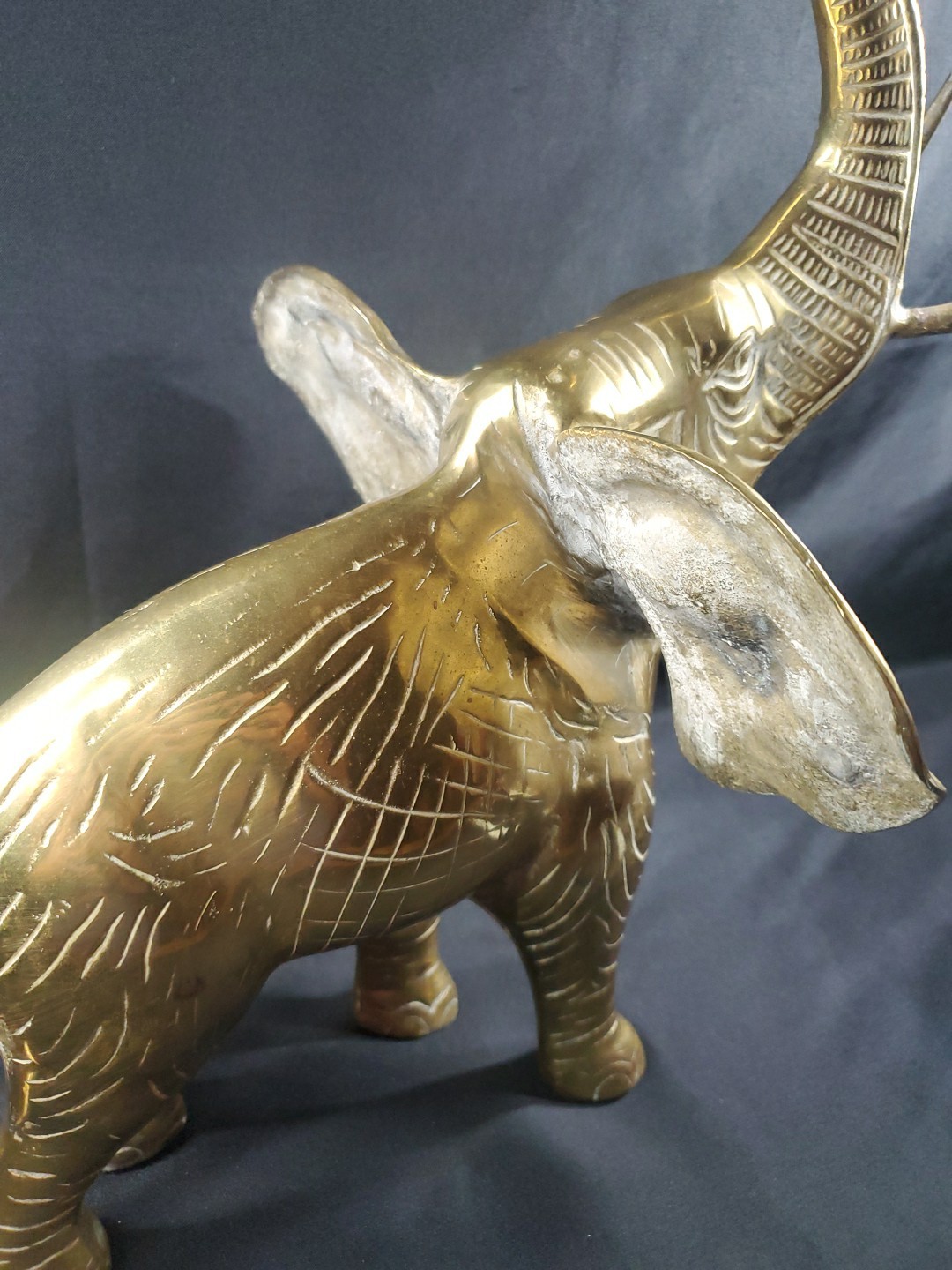 MCM Mid Century Brass Huge Elephant Statue Figurine 21' Over 9 Pounds XL Size *