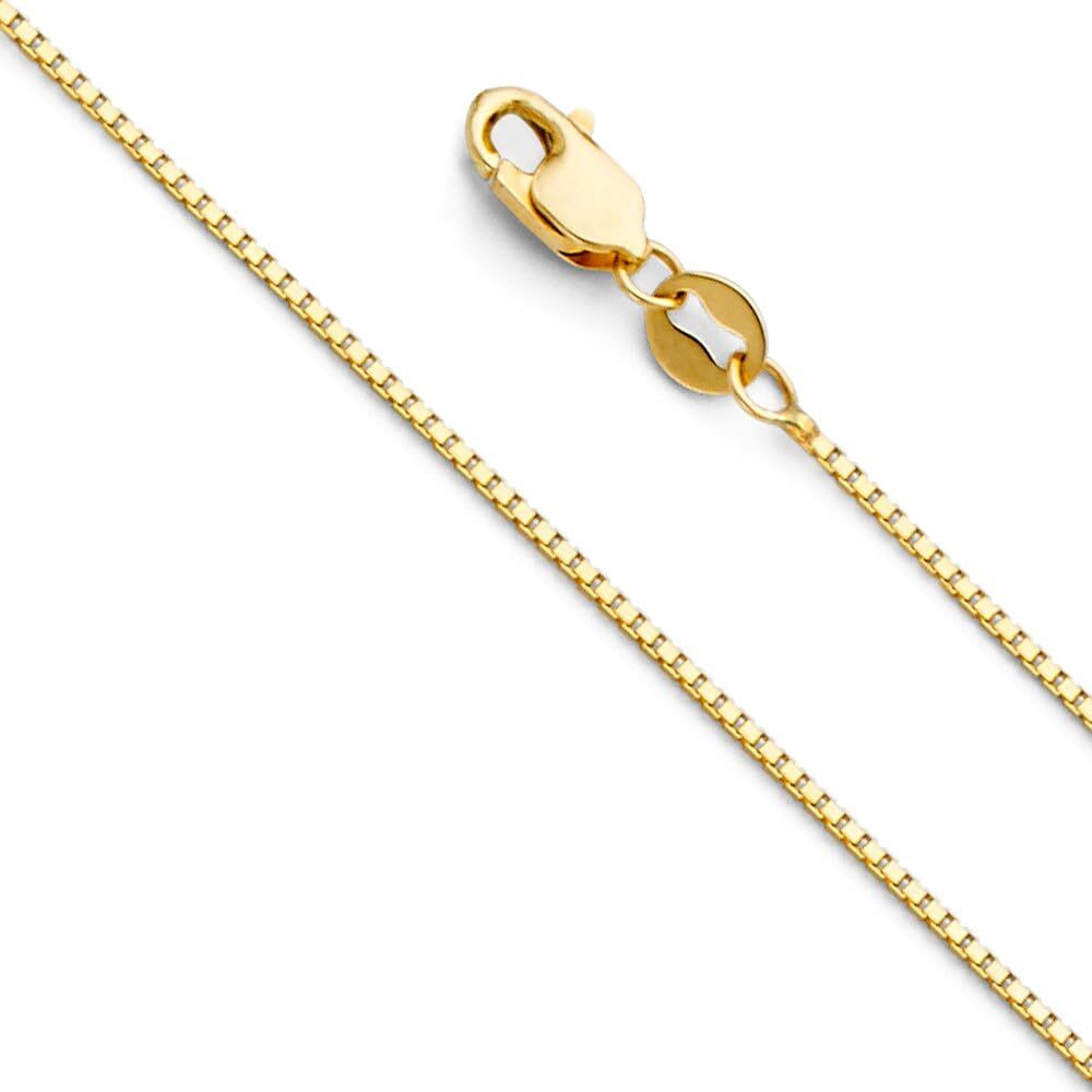 14k REAL Yellow Gold Solid Box Link Chain Necklace with Lobster Claw Clasp Gift