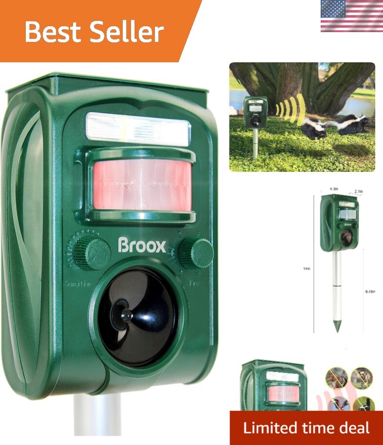 Humane Motion-Activated Deer, Cat & Dog Repellent - Solar Powered Solution