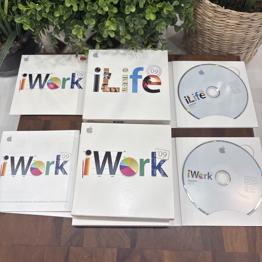 Apple iLife 09 iWork 09 iWork 08 Mac DVD Software Bundle w Boxes Discs