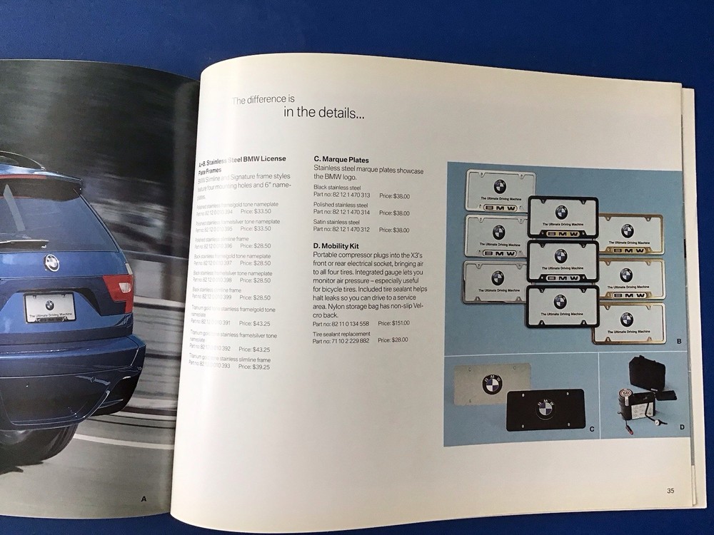 BMW X3 E83 SAV Accessory Brochure 2004
