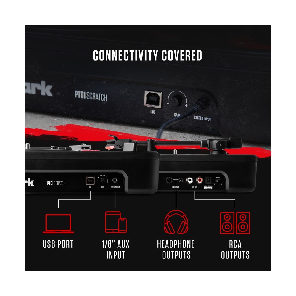 Numark PT01 Scratch | DJ Turntable for Portablists With User Replaceable Scra...