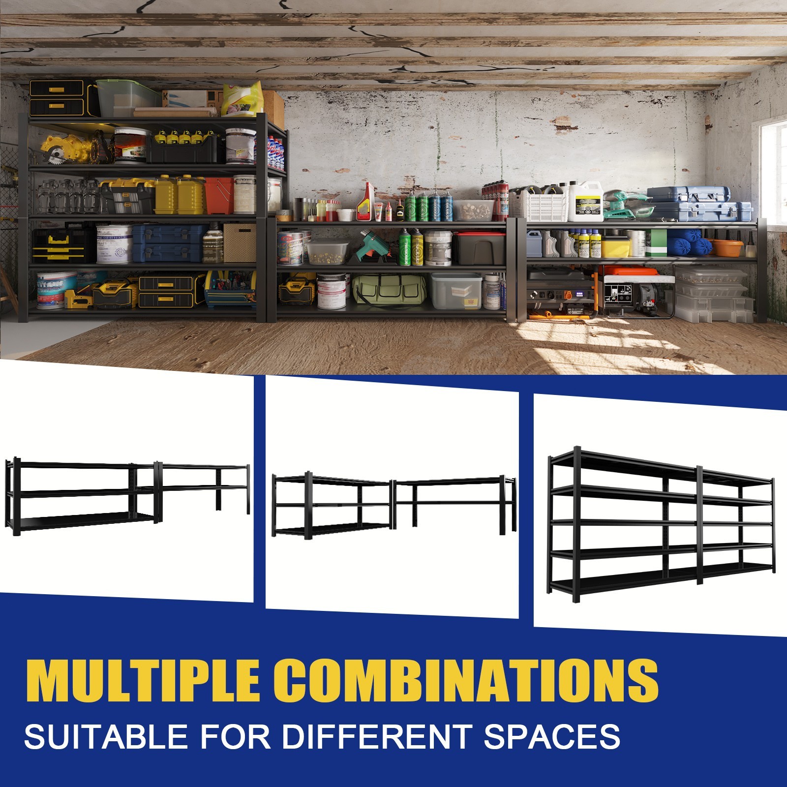 3500lbs Garage Storage Rack 5-Tier 60''W Storage Shelving Unit Adjustable Shelf